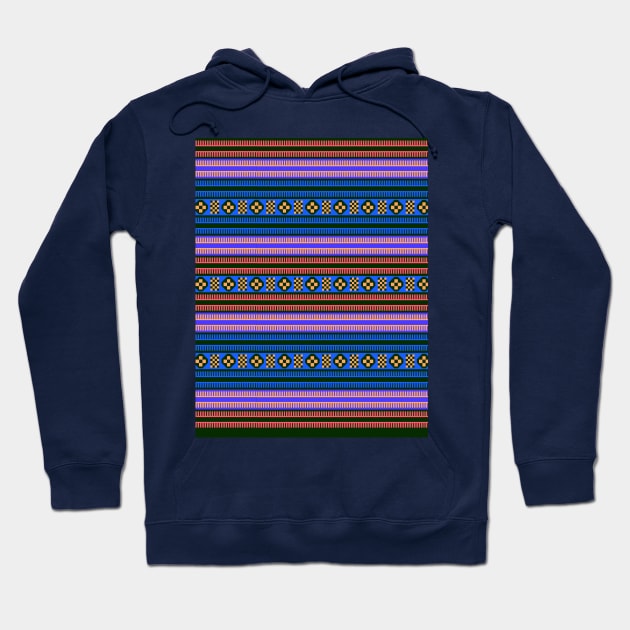 Native American Traditional Ethnic Tribal Indian Blanket Motif Pattern Blue Hoodie by oknoki